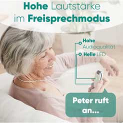 Blindentelefon - hohe Lautstärke im Freisprechmodus, Sprachassistent